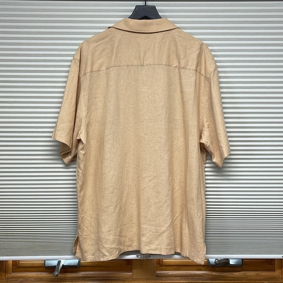 Mason Signature Almond Sienna Embroidered Linen Blend Button Down Shirt - Picture 5 of 7